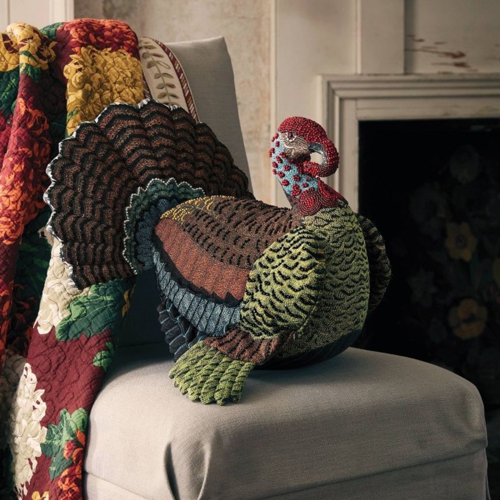 John Derian for Target Fall Turkey Shaped Beaded Pillow NWT 🍂🍁